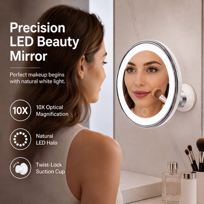 ✨10X LED Magnifying Makeup Mirror🔍 - Drill-Free Suction & DualPower