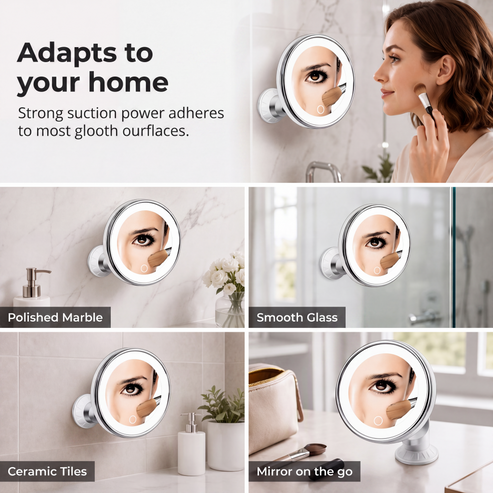 ✨10X LED Magnifying Makeup Mirror🔍 - Drill-Free Suction & DualPower