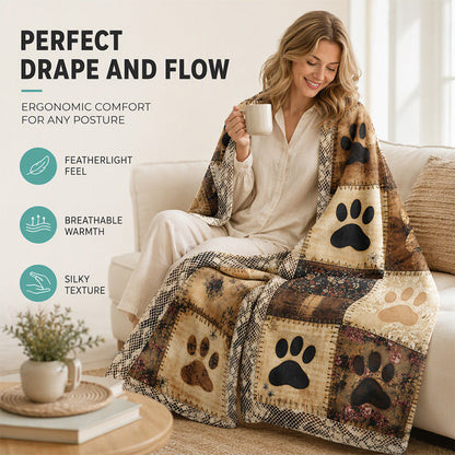 🐶🐾Cute Paw Print Soft Flannel Blanket - Snuggly, Warm, Lovely Home Decor