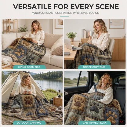 🐶🐾Cute Paw Print Soft Flannel Blanket - Snuggly, Warm, Lovely Home Decor