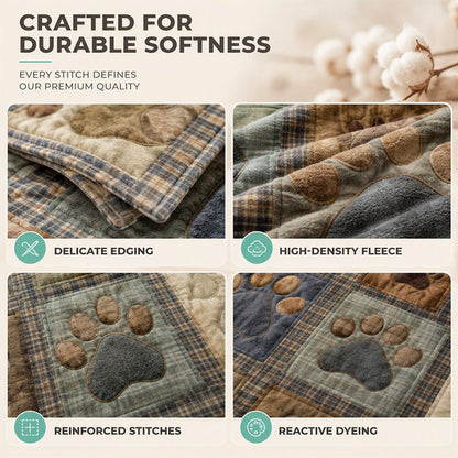 🐶🐾Cute Paw Print Soft Flannel Blanket - Snuggly, Warm, Lovely Home Decor