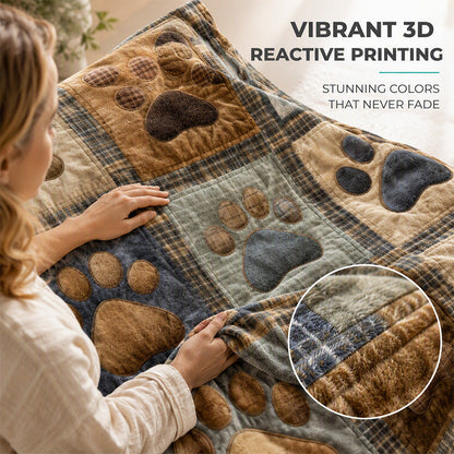 🐶🐾Cute Paw Print Soft Flannel Blanket - Snuggly, Warm, Lovely Home Decor