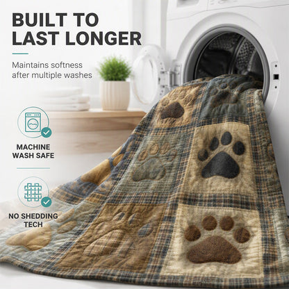🐶🐾Cute Paw Print Soft Flannel Blanket - Snuggly, Warm, Lovely Home Decor