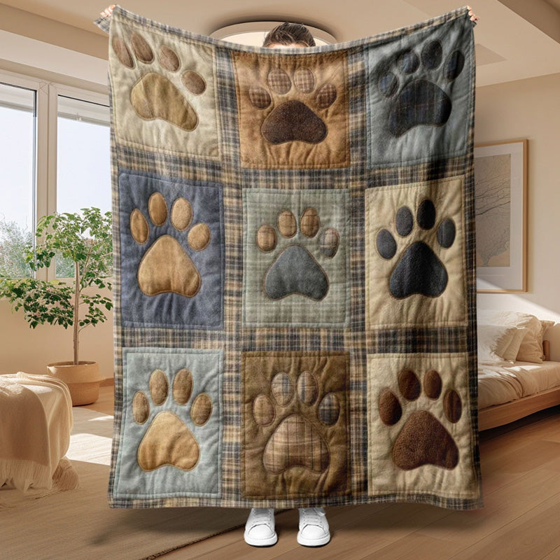 🐶🐾Cute Paw Print Soft Flannel Blanket - Snuggly, Warm, Lovely Home Decor