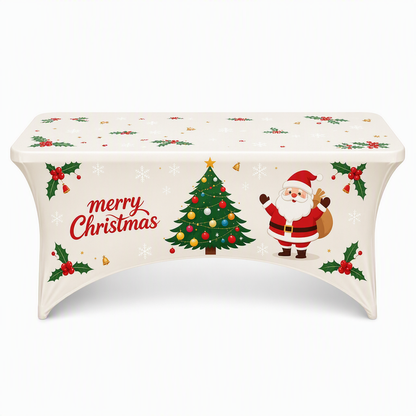 Christmas Stretch Fitted Table Cover for Rectangular Tables