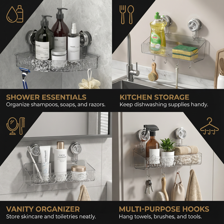 Corner Grip Suction Shelf