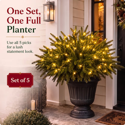 Christmas Enchanted Evergreen Pine– Set of 5