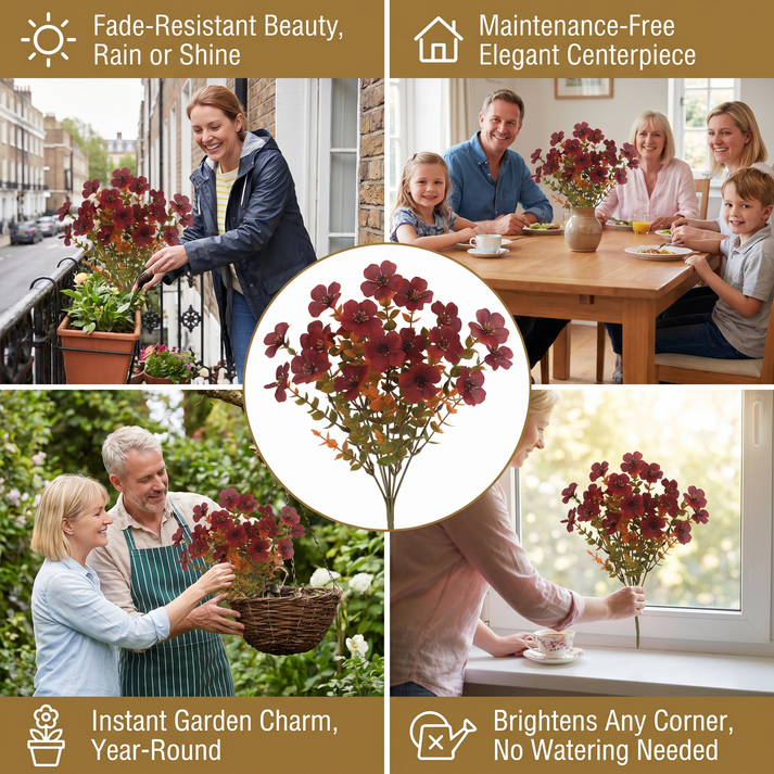 EverBloom No-Fade Artificial Wildflower Bouquet For Outdoor Planters
